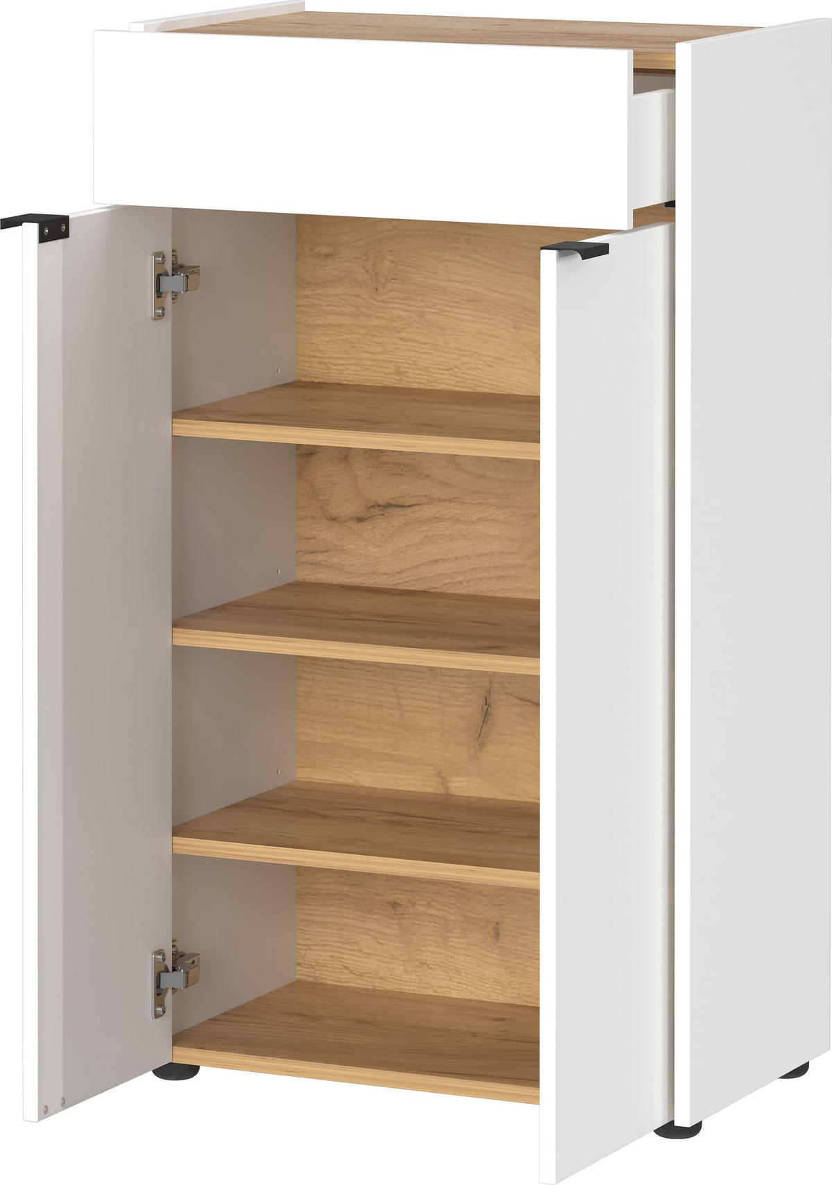 KOMMODE Kratzfest Eiche Schublade Bad AVIS, Weiß-Beige 60x34x98 cm - Weiß, Holz/Metall (60/98/34cm) - KADIMA DESIGN