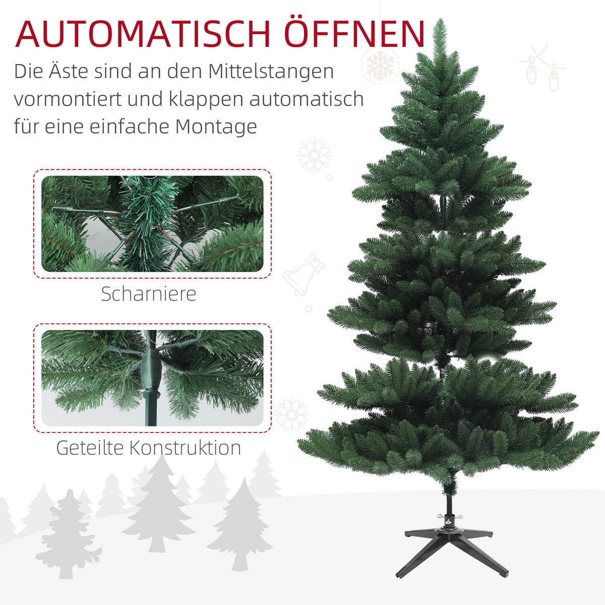 WEIHNACHTSBAUM 180 cm, Grün - Grün, Kunststoff (180cm) - HOMCOM