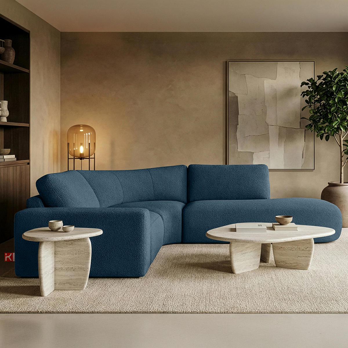 ECKSOFA RECHTS ZUCCO, Dunkelblau - Dunkelblau, Holz/Holzwerkstoff (224/293cm) - KONSIMO®