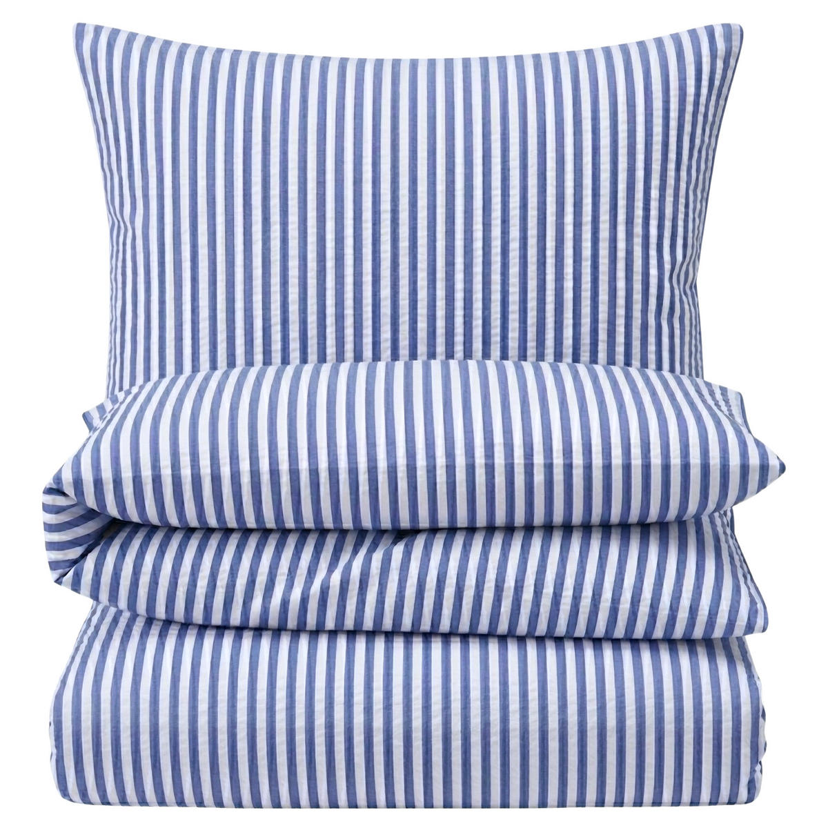 SEERSUCKER-BETTWÄSCHE 135x200 gestreift Sommer Bettbezug Bügelfrei aus 100% Baumwolle, Bettbezüge Streifen Muster Blau - Blau, Textil (135/200cm) - Carpe Sonno