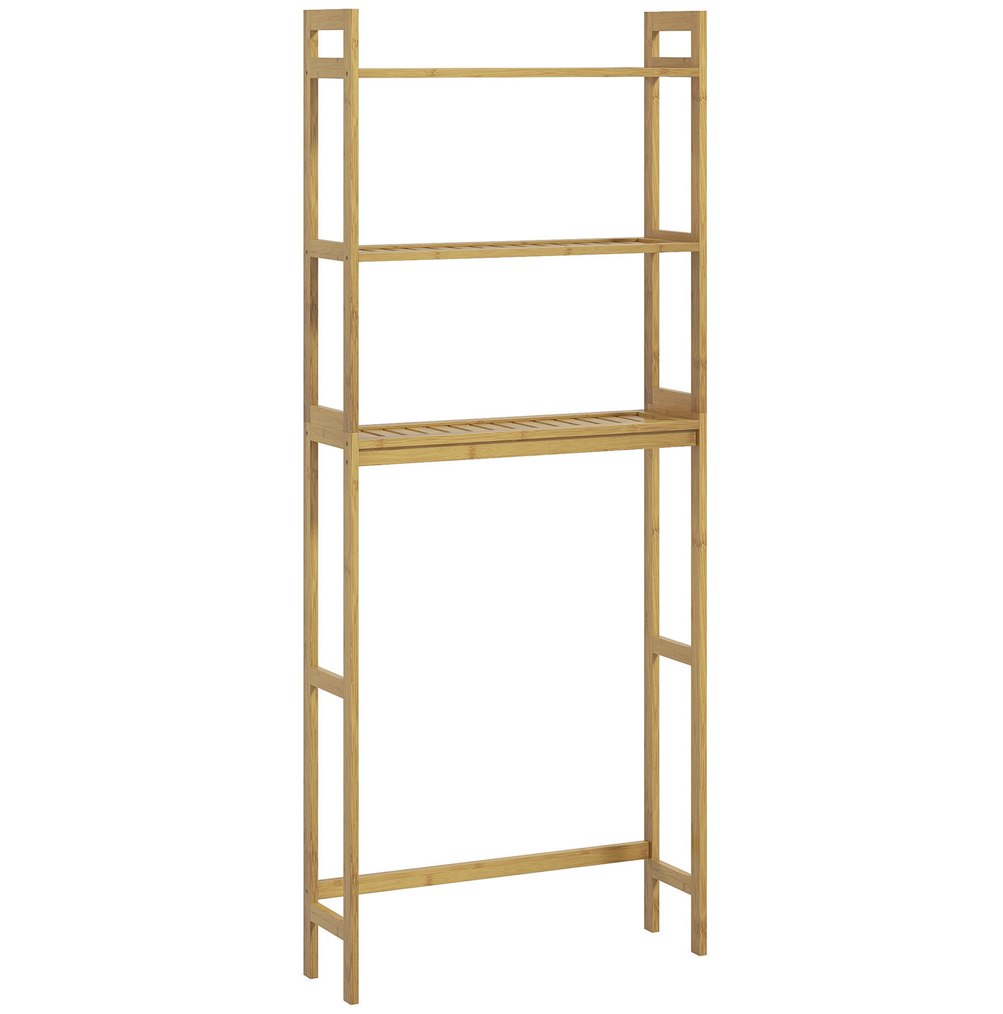 BADEZIMMERREGAL 68x20x165 cm Natur aus Bambus mit 3 Fächern & Kippschutz - Naturfarben, Naturmaterialien (68/165/20cm) - Modfu