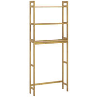 BADEZIMMERREGAL 68x20x165 cm Natur aus Bambus mit 3 Fächern & Kippschutz - Naturfarben, Naturmaterialien (68/165/20cm) - Modfu