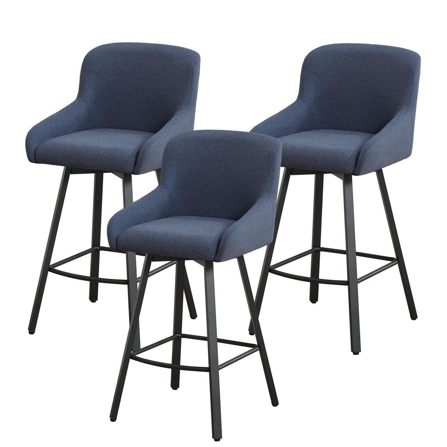 BARHOCKER 3er Set Blau Stoff 66,5 cm - Blau, Textil (49/110/38cm)