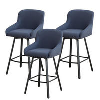 BARHOCKER 3er Set Blau Stoff 66,5 cm - Blau, Textil (49/110/38cm)