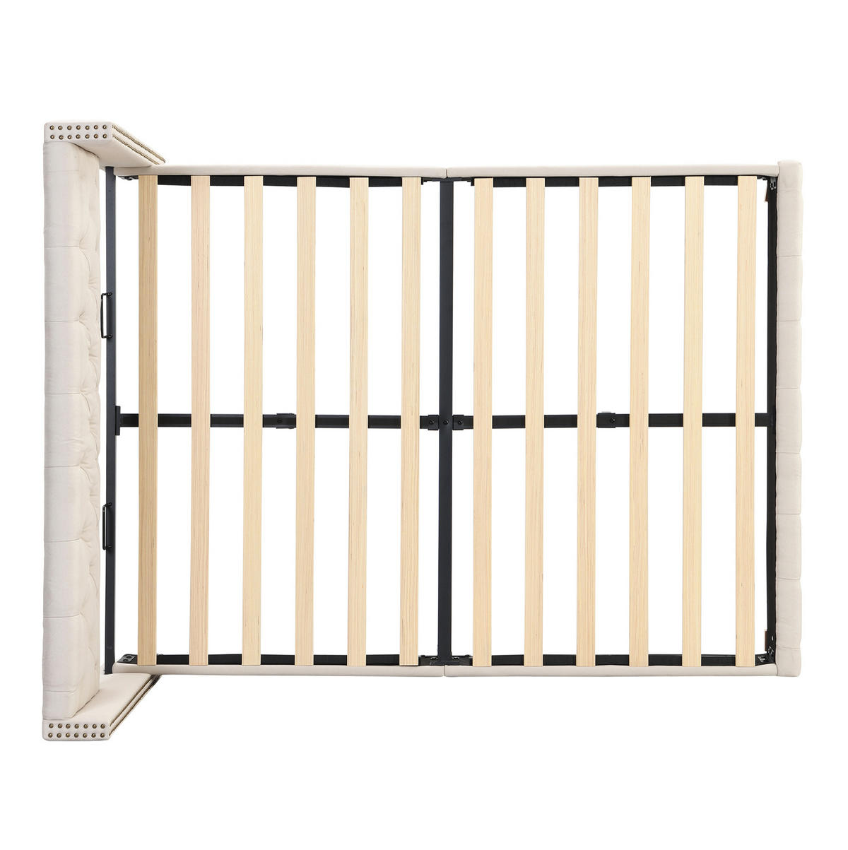 POLSTERBETT aus Leinen 160x200 cm in Beige mit Lattenrost - Beige, Textil (160/200cm) - Modfu