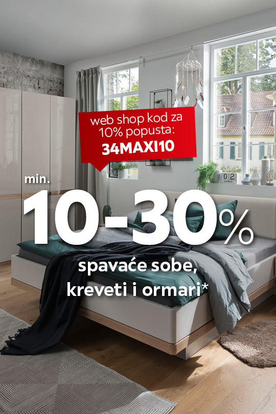Min. 10-30% na spavaće sobe, krevete i ormare