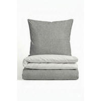 BETTWÄSCHE-GARNITUR Premium Biber Melange UNI sturmgrau, 155x200 cm + 80x80 cm - Grau, Textil (155/200cm) - biberna