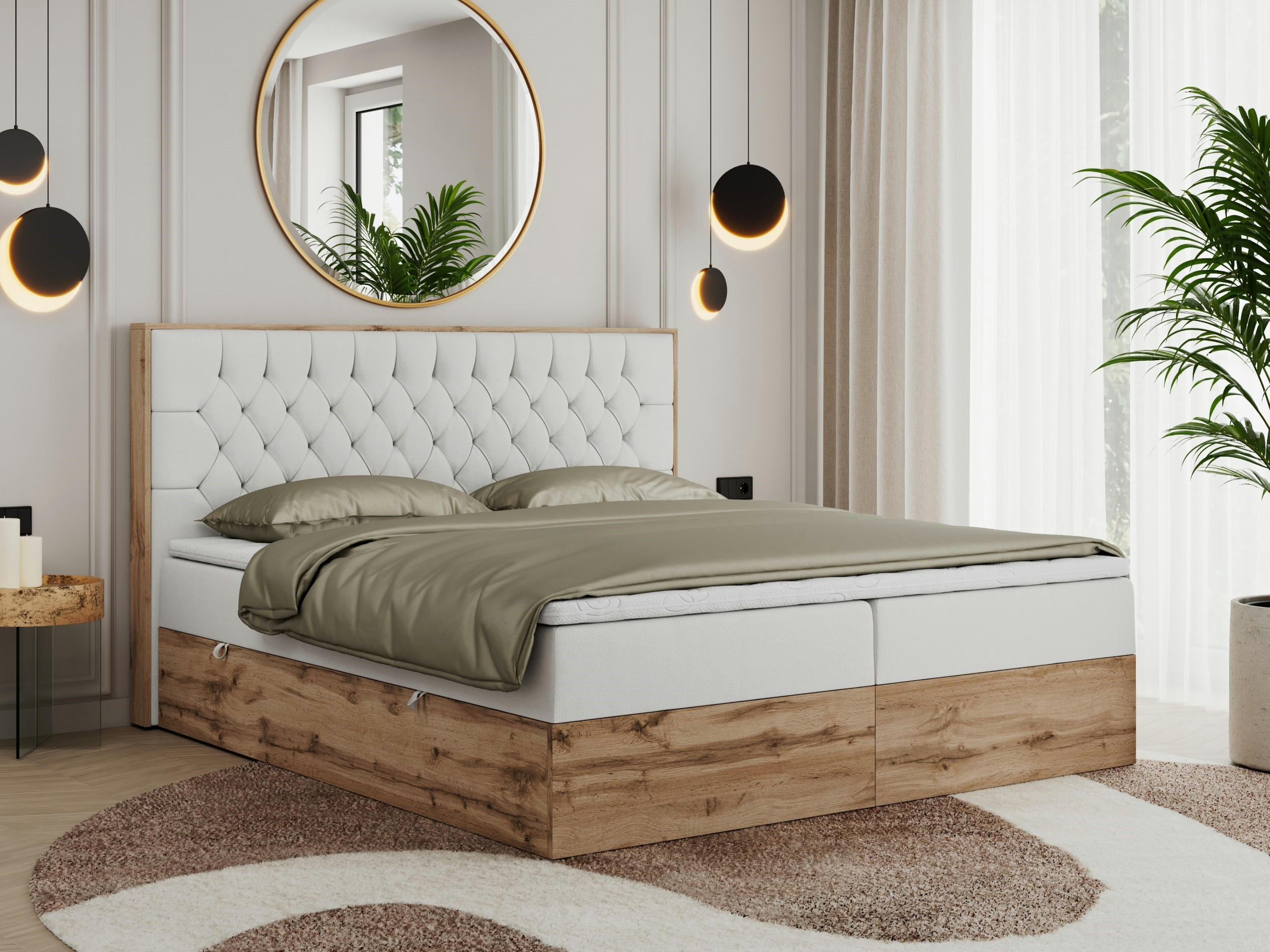 BOXBETT AMORE 140/200 Weiß Velvet - H3 - Weiß, Holz/Textil (140/200cm) - MKS
