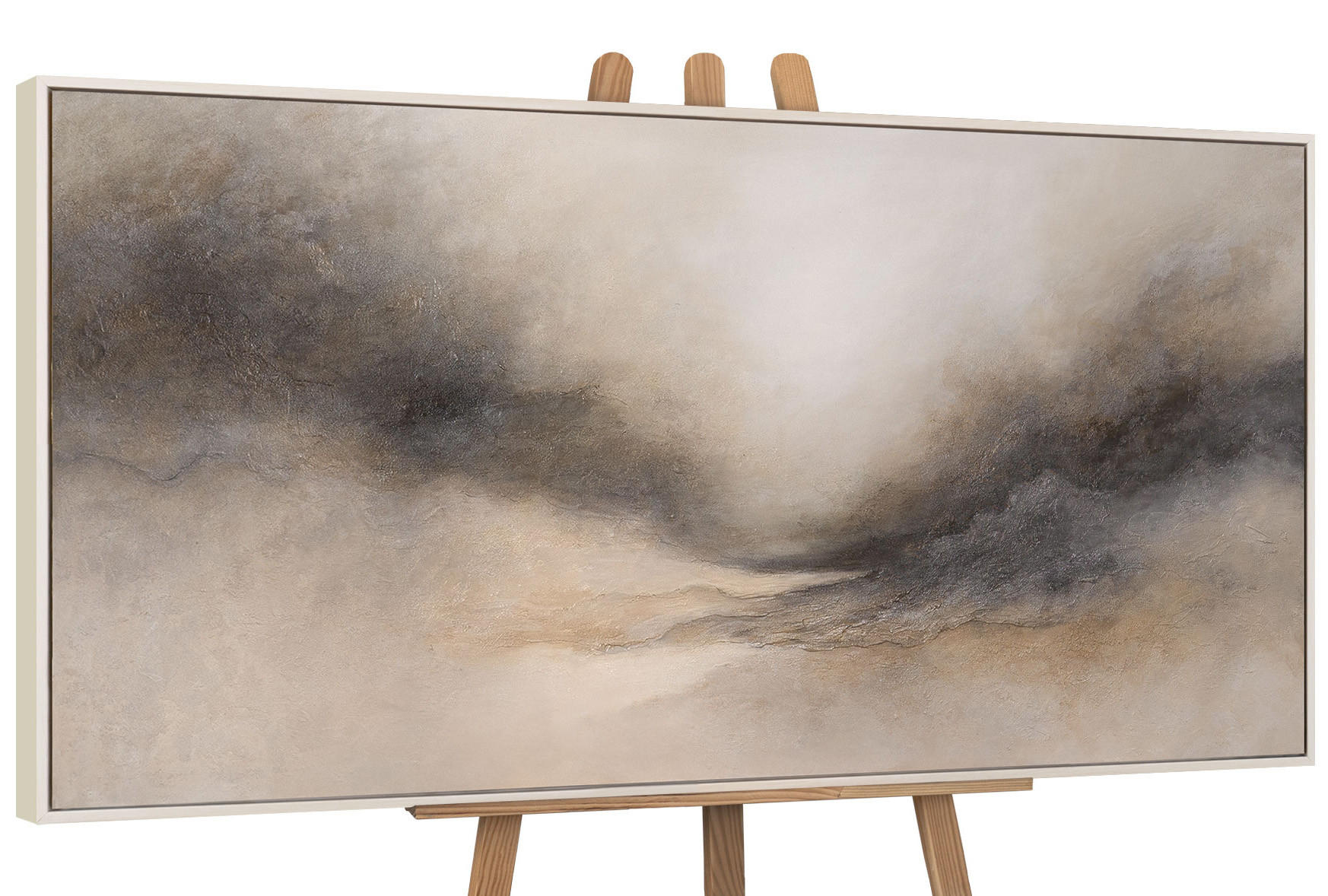 GEMÄLDE Nebliger Morgen Schattenfugenrahmen Beige 160x80 cm - Beige, Holz (160/80cm) - YS-art gallery