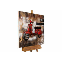 WANDBILD Rot 80/80 cm - Rot/Braun, Holz/Metall (5/80cm) - KUNSTLOFT