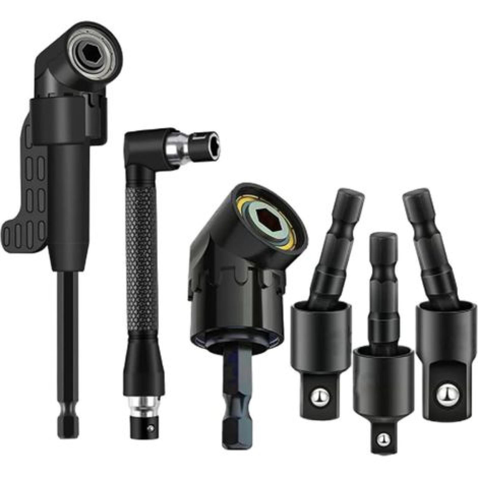 BOHRER-SET – 6-teilig – Schwarze lange Bohrer + kurze Bohrer + 3-teiliger Druckluftschrauber + L-förmiger Steckschlüssel - Schwarz, Metall (15/10/5cm) - DCA
