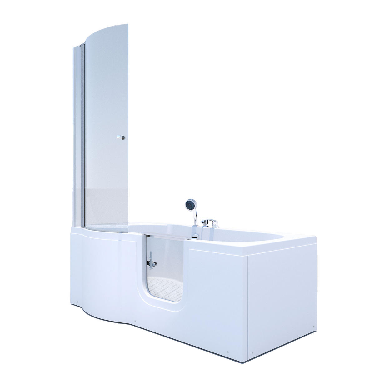 SENIORENDUSCHE S12D-EH-R-EC Weiß - Weiß, Glas/Kunststoff (85/170/200cm) - AcquaVapore by Sandra Jentho