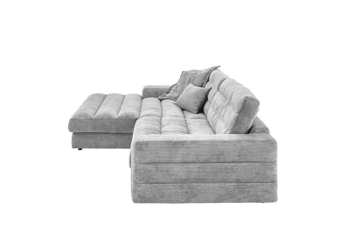 ECKSOFA LANA SOFA Hellgrau Cord - Hellgrau/Schwarz, Textil (296/205cm) - KAWOLA