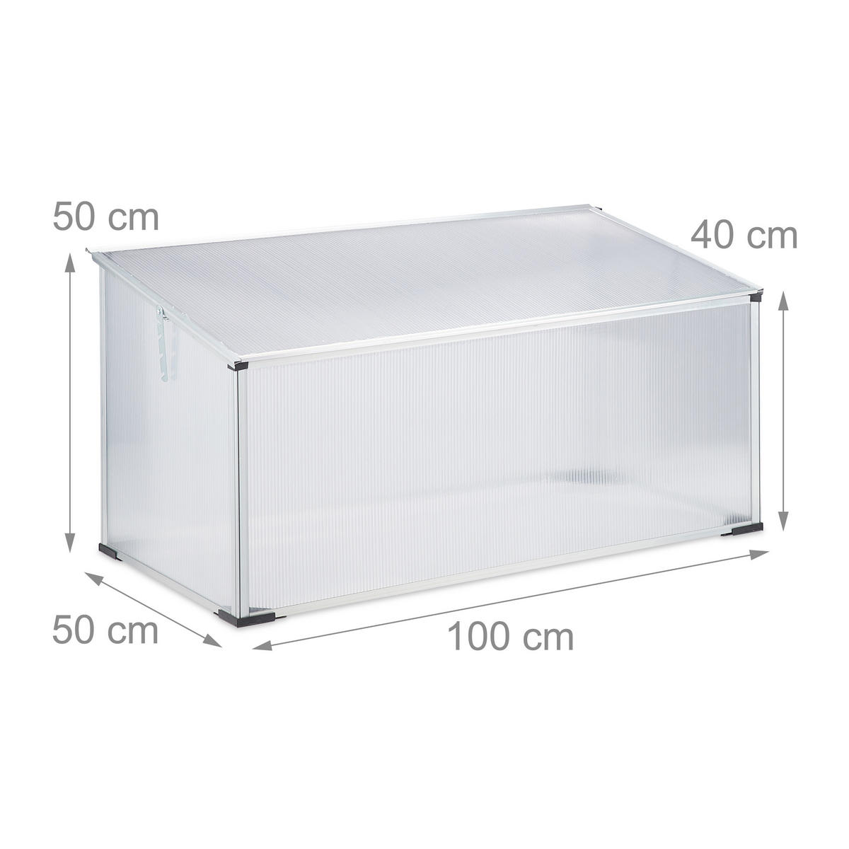 FRÜHBEET Transparent Aluminium 100x50 cm 4 Stufen - Transparent, Kunststoff/Metall (100/50/50cm) - Relaxdays