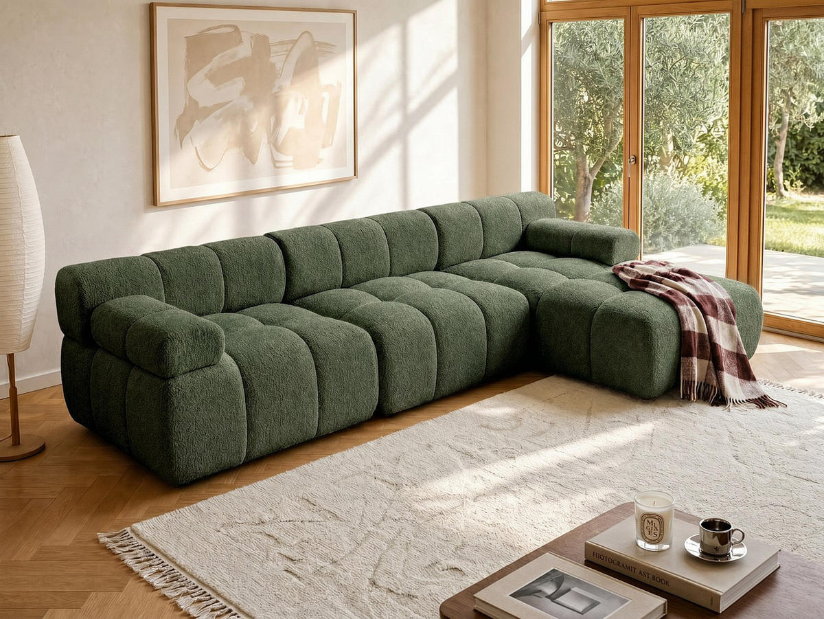 MODULIERBARES Sofa - 5 Personen - stoff - grün Facivil - Grün, Kunststoff/Textil (282/70/156cm) - Vente-Unique