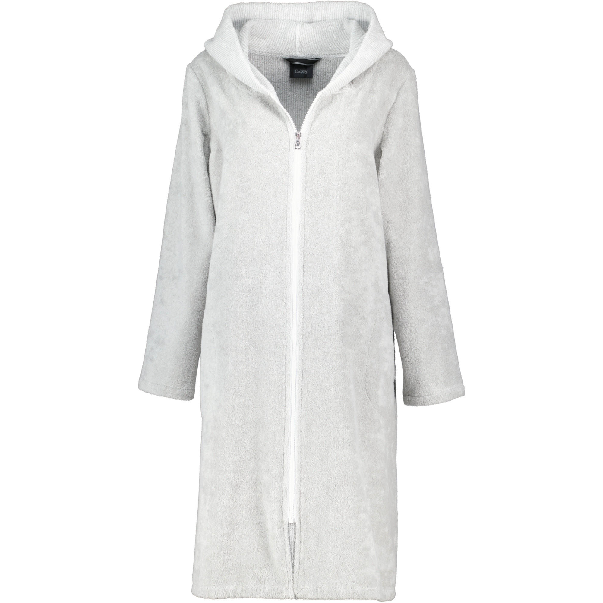 BADEMANTEL DAMEN KAPUZE ZIPPER 5108 SILBER - 76 - Grau, Textil (Lnull) - Cawoe