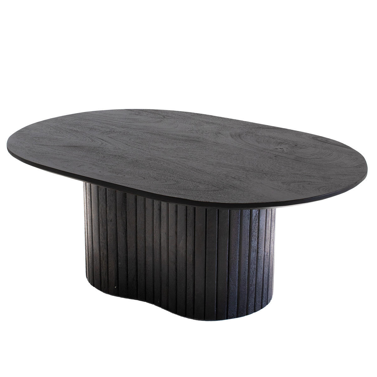 COUCHTISCH Oval 90cm aus Mangoholz, Schwarz - Schwarz, Holz (90/60/35cm) - Giga Meubel