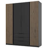 KLEIDERSCHRANK Kaja Schwarz 200 cm - Schwarz, Holzwerkstoff/Metall (200/239/61.9cm) - Selsey