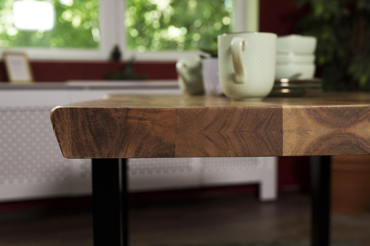 ESSTISCH CALI - Beige/Schwarz, Holz/Metall (80/120/77cm) - SAM