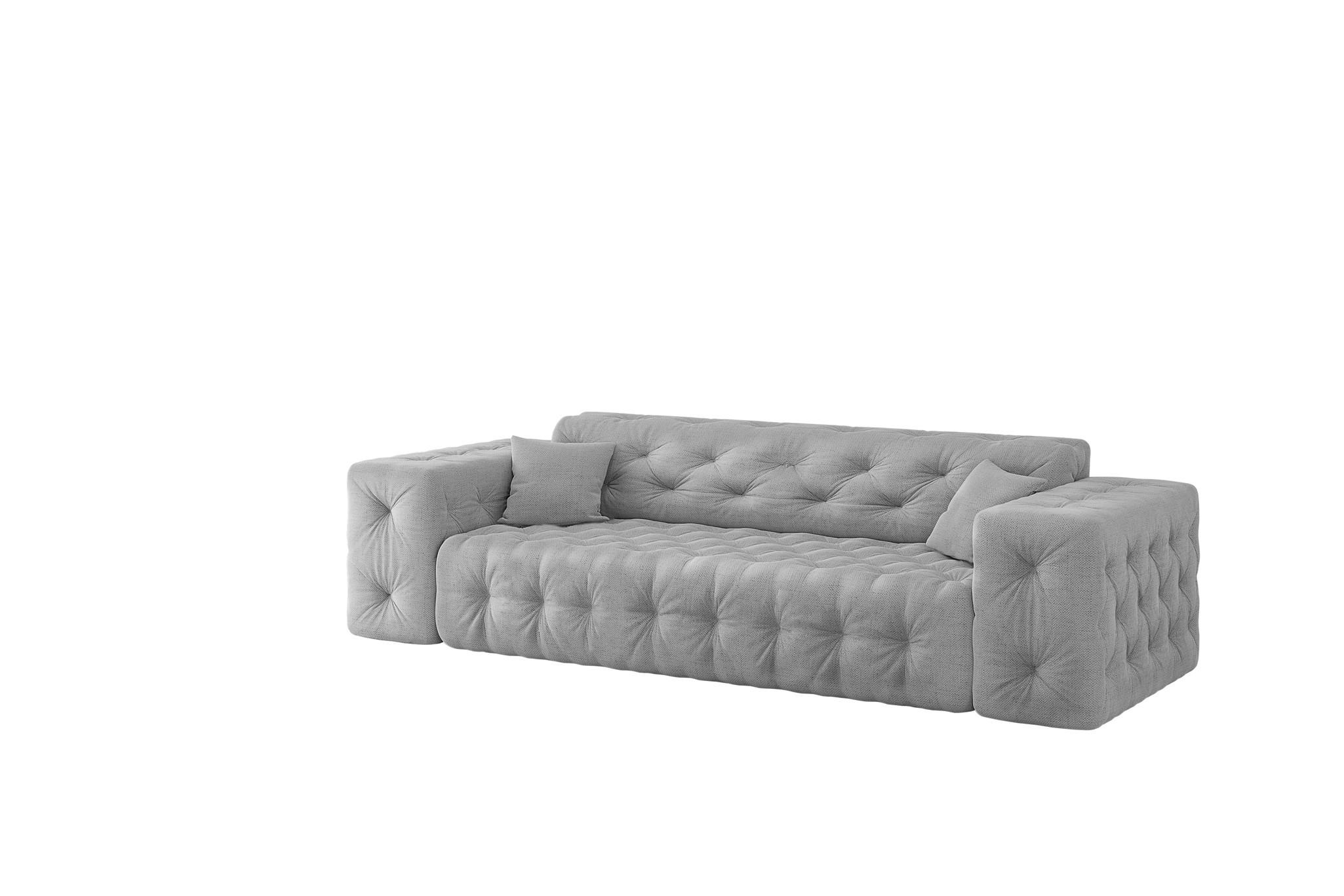 SOFA 3-sitzer Chantal In Moly - Hellgrau, Holzwerkstoff/Textil (251/78/96cm) - Fun Möbel