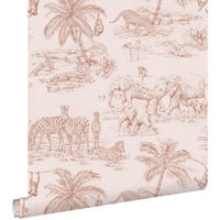 TAPETE Dschungeltiere 53 cm x 10.05 m - Pink, Papier (53/0.1cm) - ESTAhome