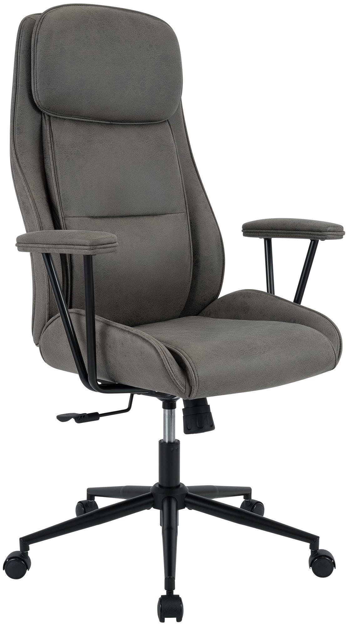 CHEFSESSEL Lederlook Antik-Grau - Schwarz/Grau, Textil/Metall (75/121/65cm) - CLP