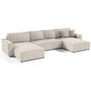 WOHNLANDSCHAFT Parys U mit Schlaffunktion creme - Creme/Schwarz, Kunststoff/Textil (390/70/185cm) - Beautysofa