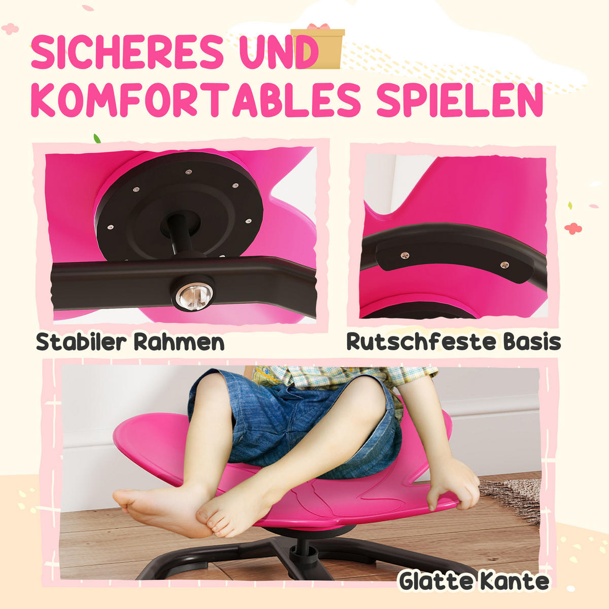 KARUSSELL Kinder Drehstuhl Autismus Sensorischer Drehstuhl für Mädchen Jungen - Rosa, Kunststoff (56.5/26.5/57cm) - AIYAPLAY