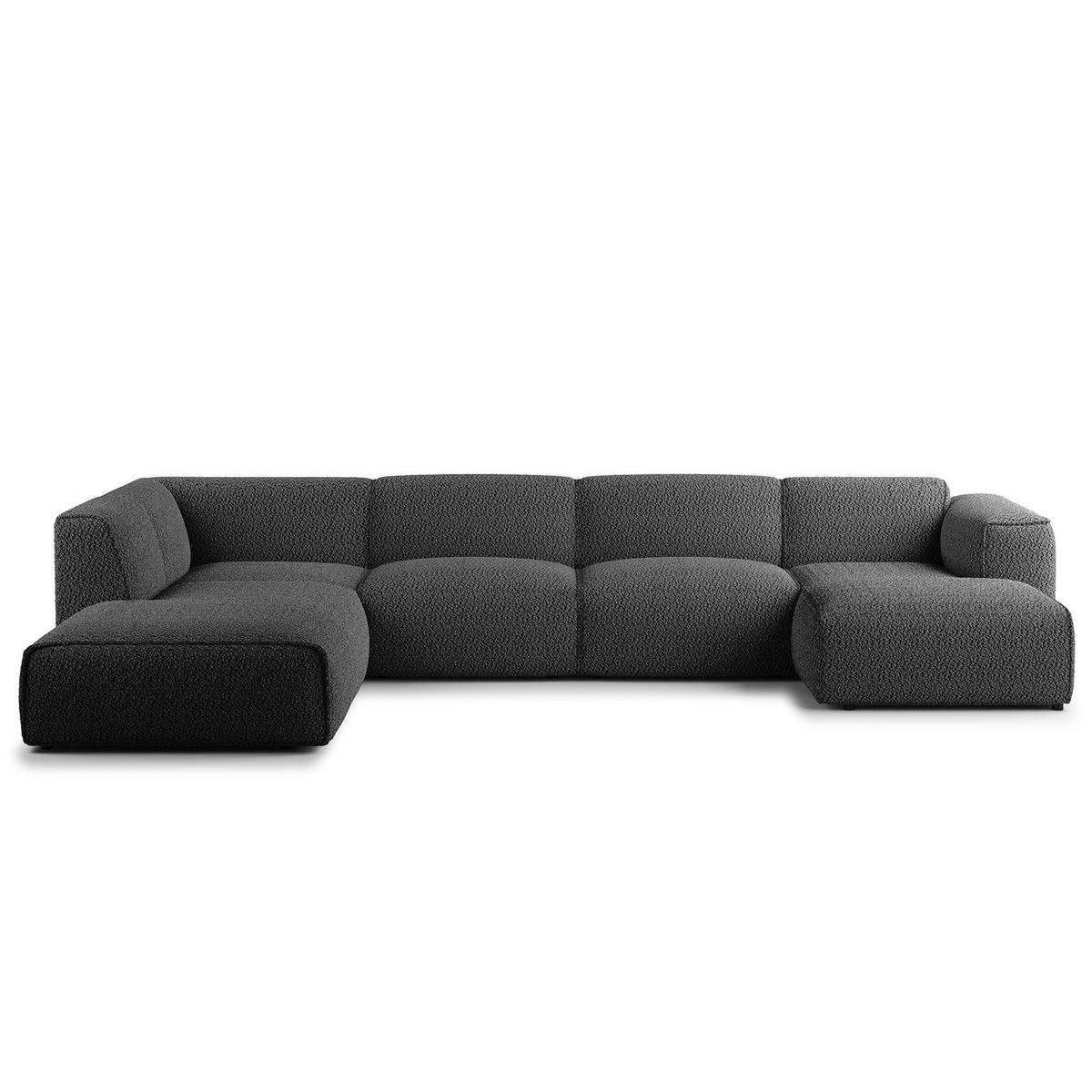 WOHNLANDSCHAFT mit Longchair - Anthrazit/Schwarz, Kunststoff/Textil (325/71/235cm) - home24