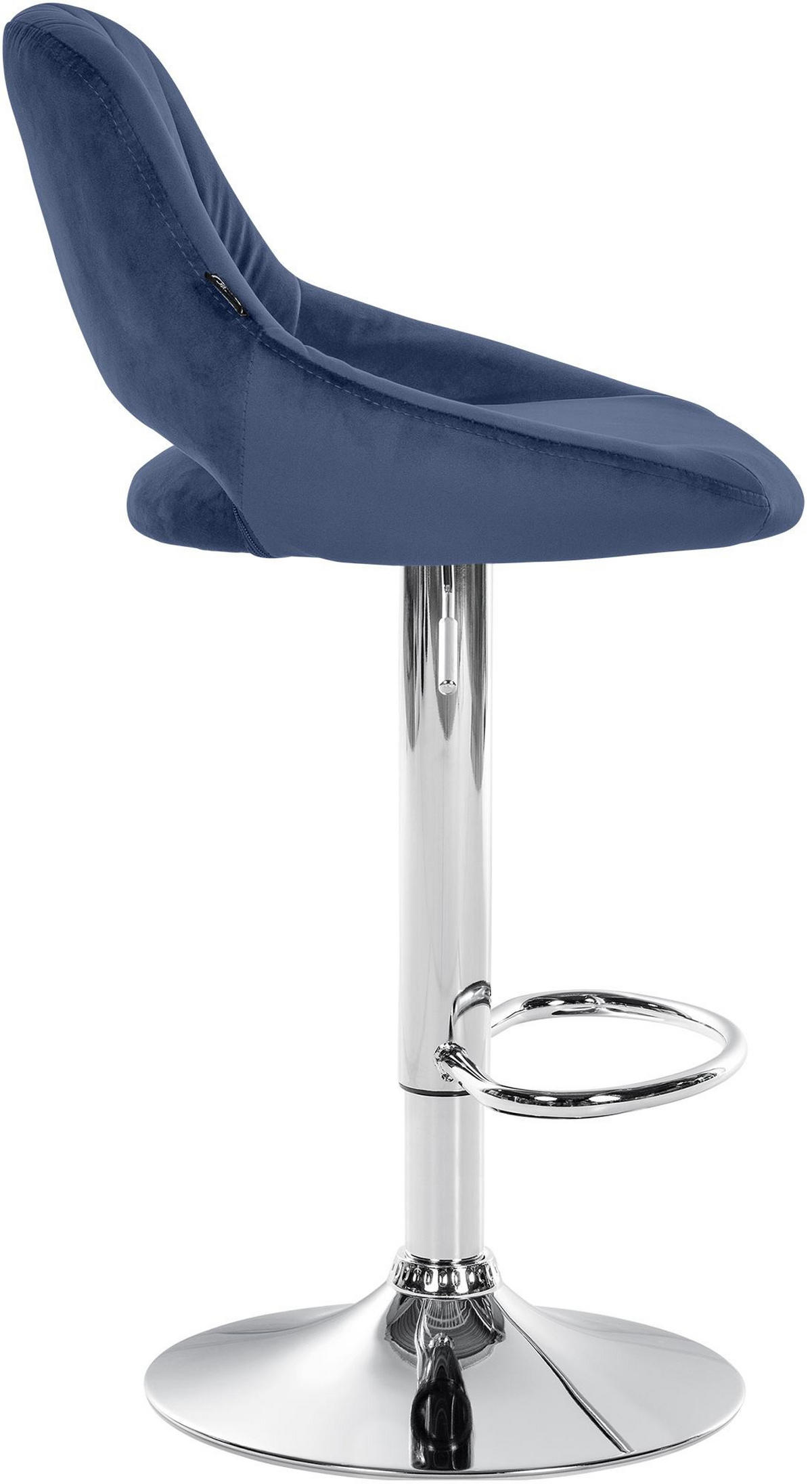 BARHOCKER 2er Set Samt blau - Chromfarben/Blau, Textil (47/85/48cm) - CLP