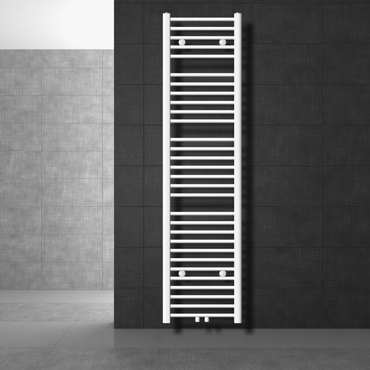 KOUPELNOVÉ topidlo Sahara 400 x 1800 mm, bílé, rovné, se středovým připojením - bílá, kov (40/180/3cm) - LuxeBath
