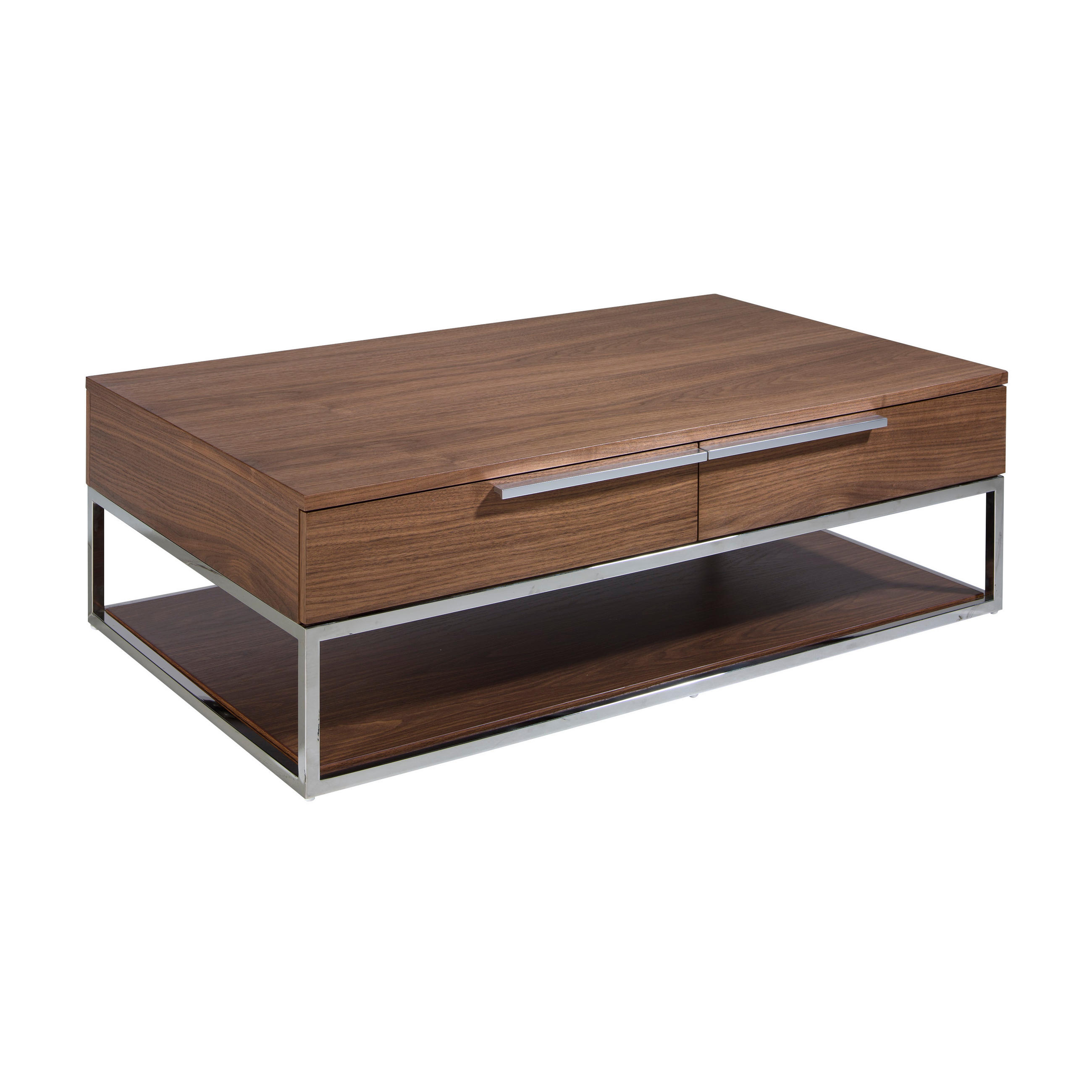 COUCHTISCH Furnier Walnuss , Stahl 120 / 70 / 37 cm - Edelstahlfarben/Nussbaumfarben, Holz (70/120/37cm) - ANGEL CERDA