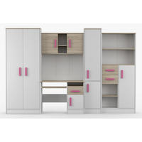 KINDERZIMMER MIKI Korpus Weiß | Griffe Rosa - Rosa/Weiß, Holz/Holzwerkstoff (300/197/52cm) - Deine Möbel 24