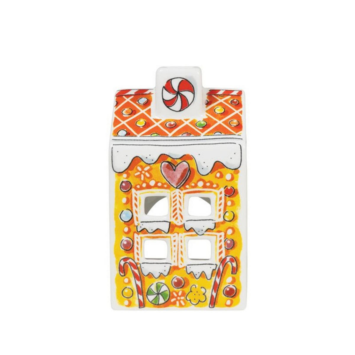 TEELICHTHALTER Lebkuchen in Bunt - 14,50cm - Multicolor, Keramik (8.5/14.5/8.3cm) - Blond Amsterdam