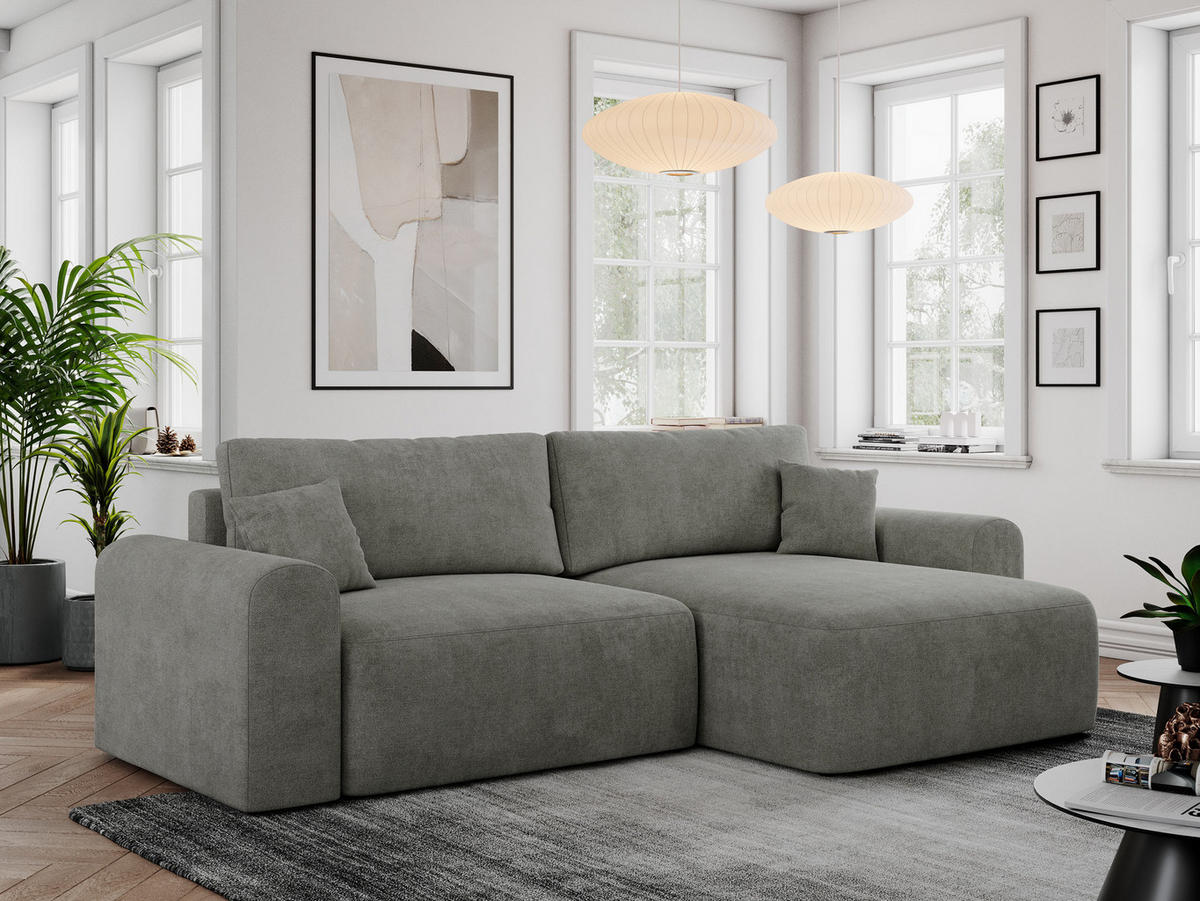 ECKSOFA NELSON Grau Struktur - Schwarz/Grau, Kunststoff/Textil (274/152cm) - MKS