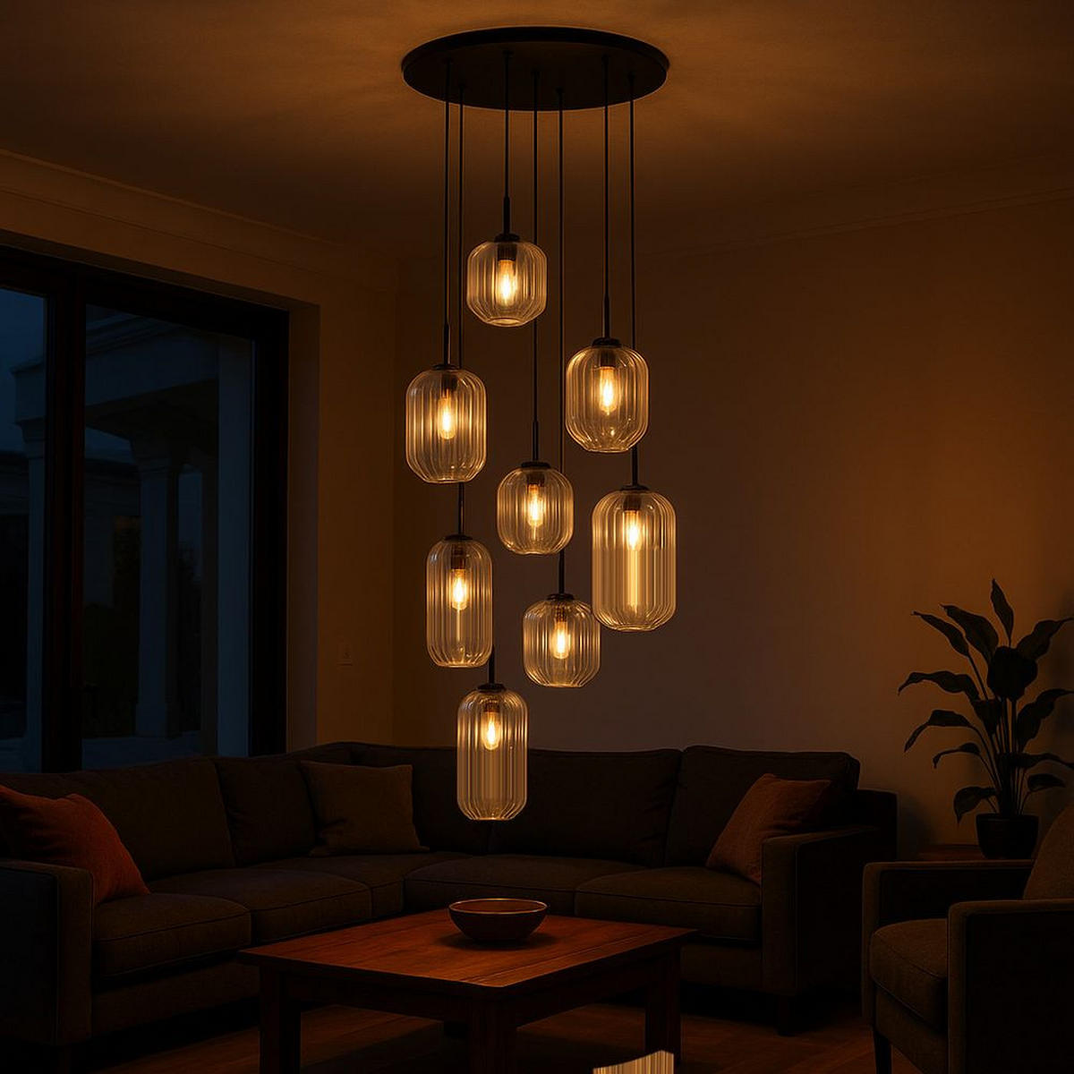 GALERIELEUCHTE Velo 8-flammig Mehrfarbig Ø 18/20/25cm - Multicolor/Weiß, Glas (25/25/27cm) - s.luce