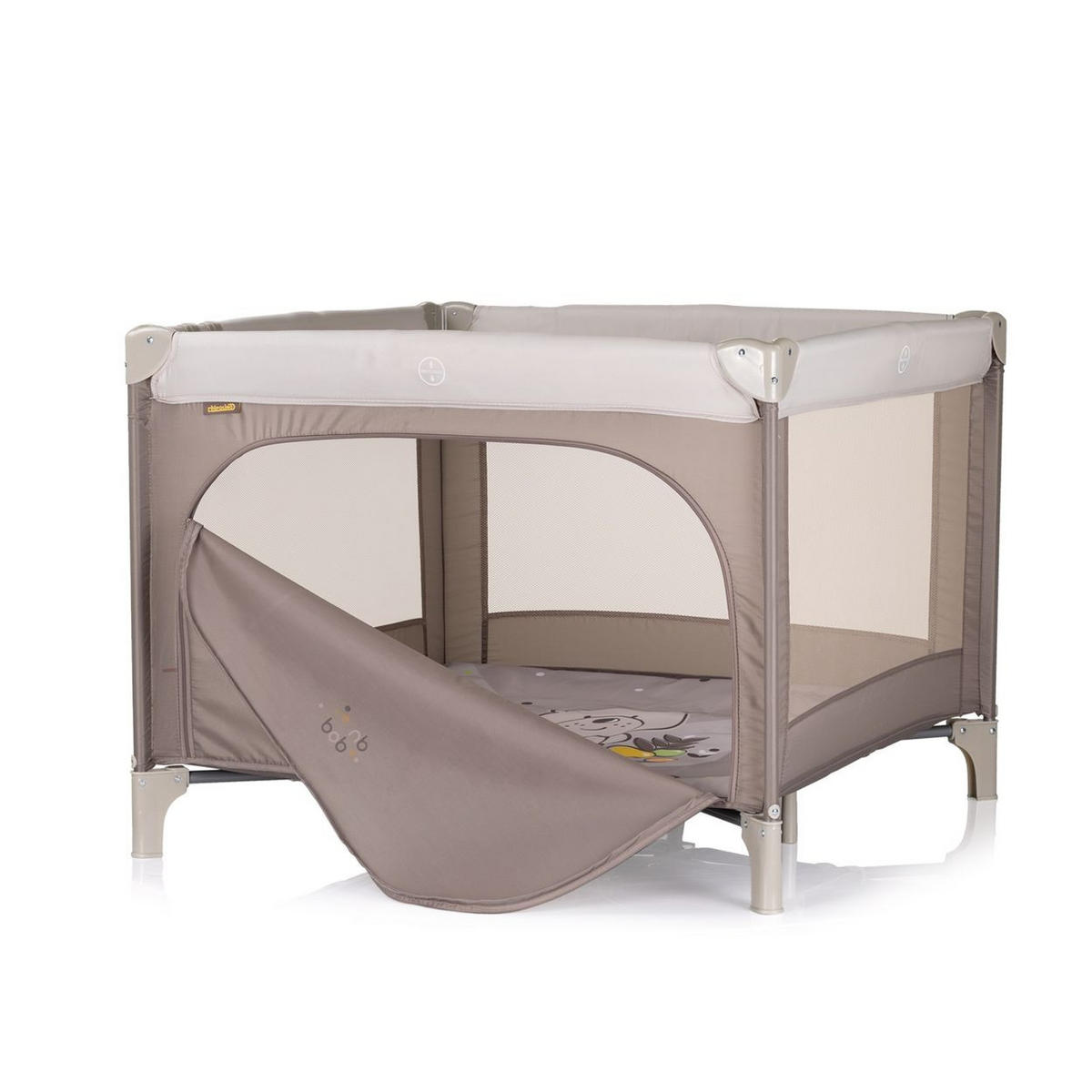 LAUFSTALL Pop-up braun Matratze, Tragetasche, Seiteneingang, faltbar, Babyreisebett - Beige, Metall (100/77/100cm) - Chipolino