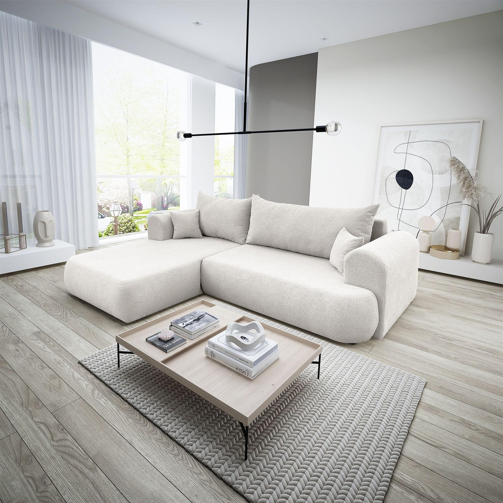 ECKSOFA Anike In Now Or Never - Creme, Holzwerkstoff/Textil (260/173cm) - Fun Möbel