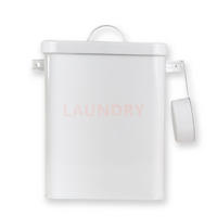 WASCHMITTEL AUFBEWAHRUNGSBOX mit Deckel und Dosierlöffel - Weiß, Metall (18/25/28cm) - Intirilife