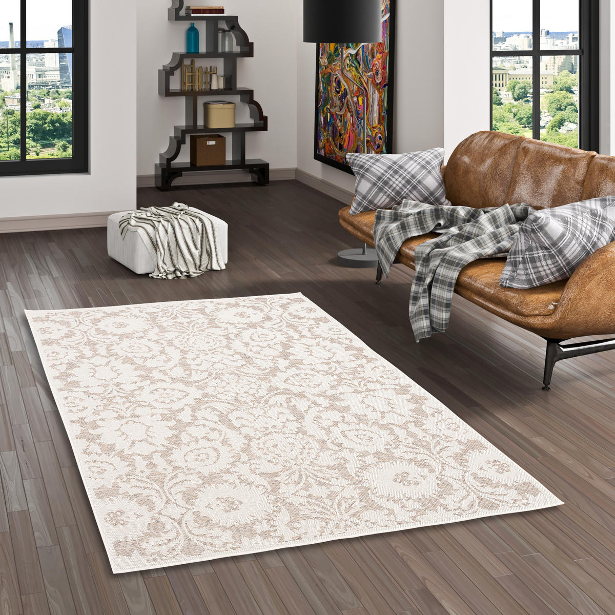 IN & OUTDOOR TEPPICH FLACHGEWEBE OTTAWA BAROCK - Beige, Textil (140/200cm) - Pergamon