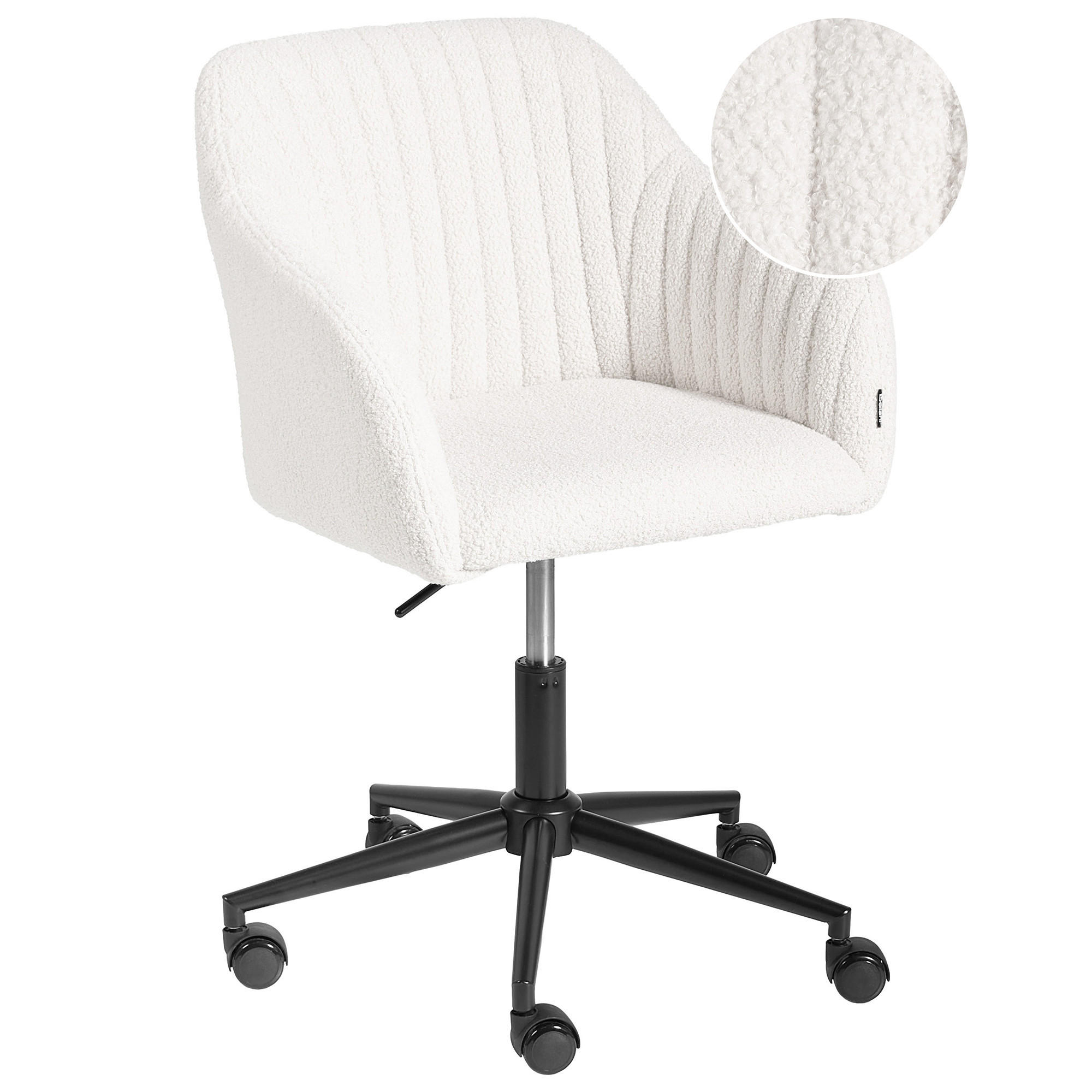 SCHREIBTISCHSTUHL Bouclé Cremeweiß Venice - Creme, Textil (64/79/64cm) - Beliani