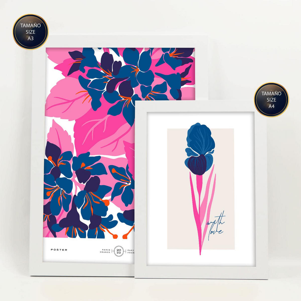 POSTER Set Mit 6 Blumen- und Botanische Galerie Größe A3 & A4 Weißer Rahmen - Weiß, Papier (29.7/1cm) - Nacnic