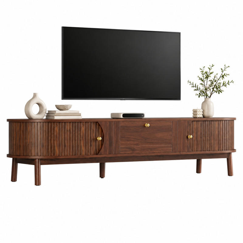 TV-SCHRANK mit Schublade und Schiebetüren 170 cm MDF Walnut - Braun, Holzwerkstoff (39.5/38/170cm) - Beauniv