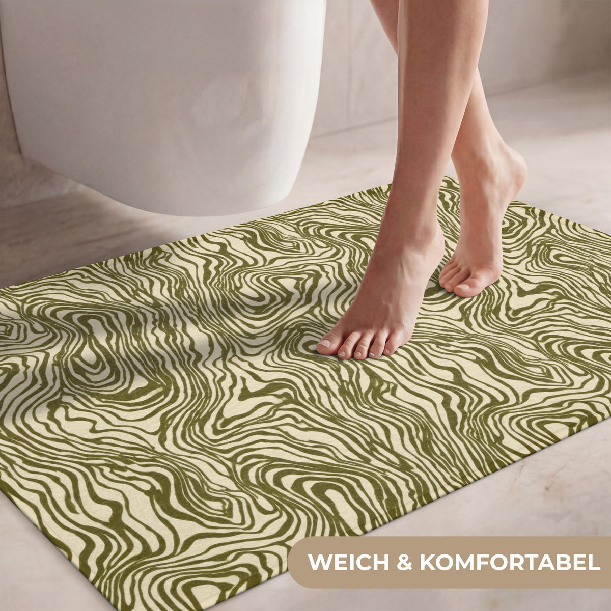 WC PŘEDLOŽKA Abstraktní - Mramor - Zelený 90x60 cm - tmavě zelená, textil/plast (90/1cm) - OnlyWow