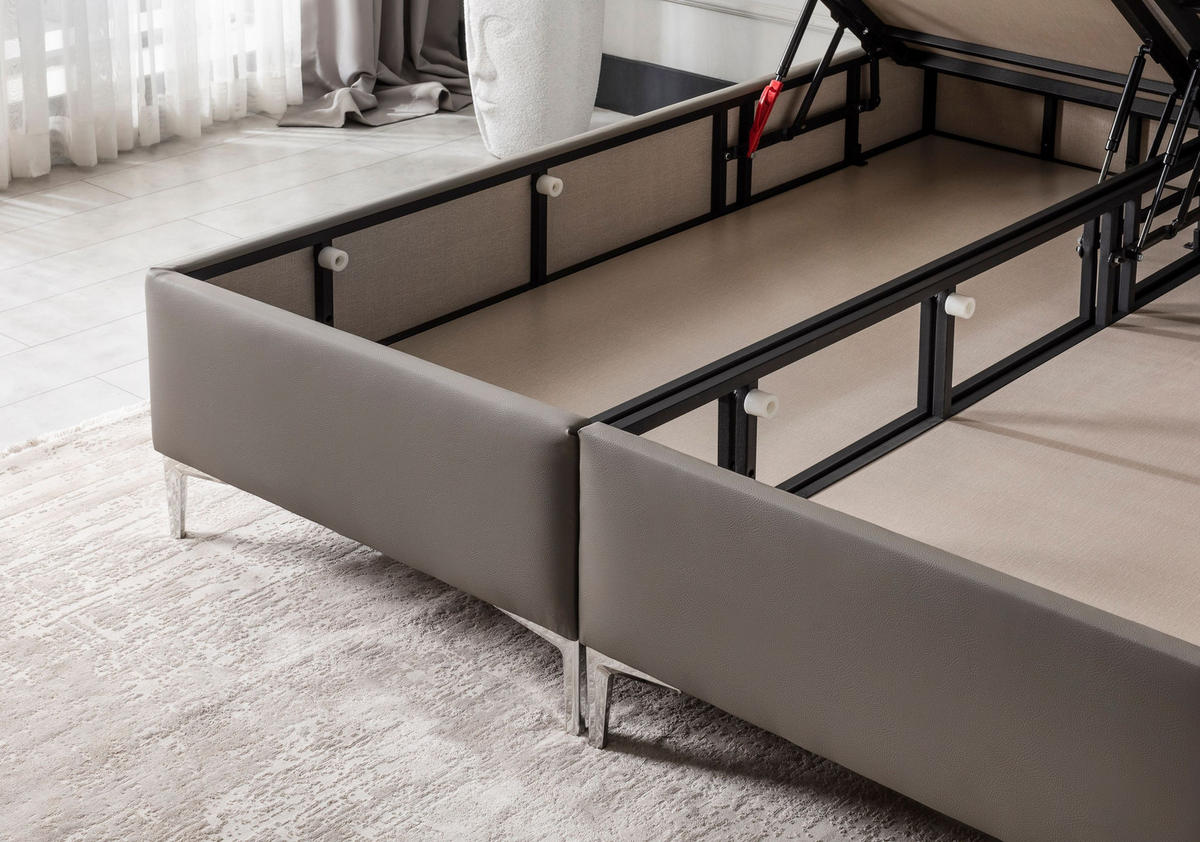 POLSTERBETT-SET Vesta 180x200 Taupe - Bett inkl. Matratze - Taupe, Metall (180/200cm) - Villa Möbel