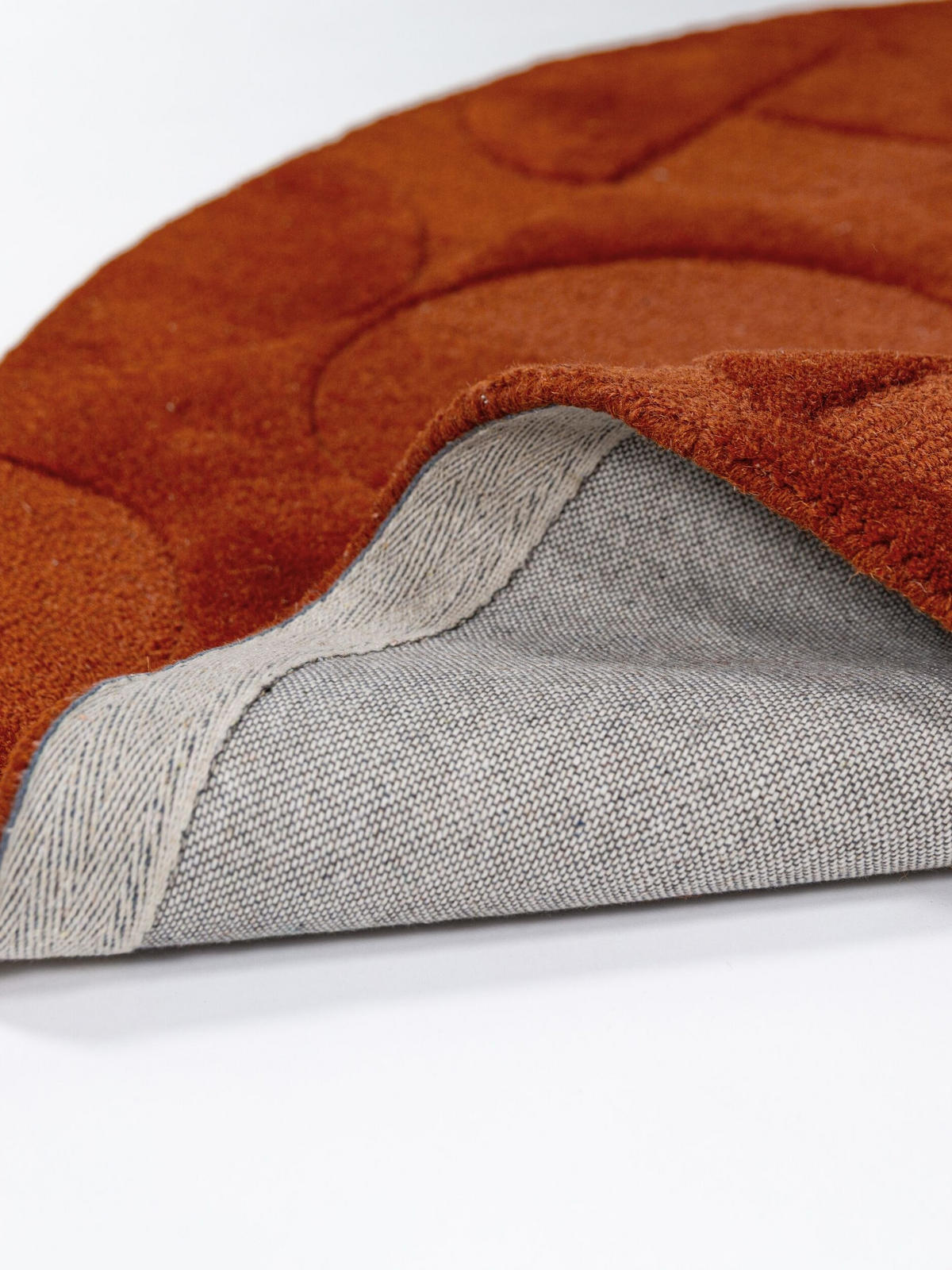 WOLLTEPPICH handgetuftet DEBEN, Kreis-Geometrie, Terrakotta, Ø 160 cm - Orange, Textil (160/160cm) - KADIMA DESIGN