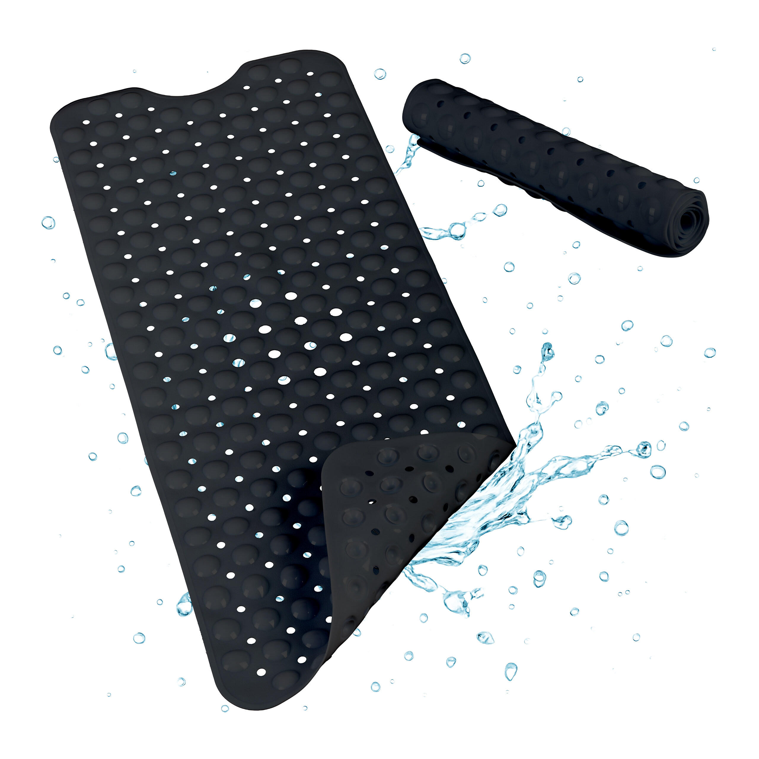 BADEWANNENMATTE - Schwarz, Kunststoff (97/39cm) - Relaxdays