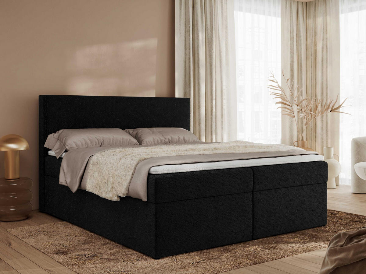 BOXBETT JAGUAR 160/200 - Schwarz Struktur - H3 - Schwarz, Holz/Textil (160/200cm) - MKS