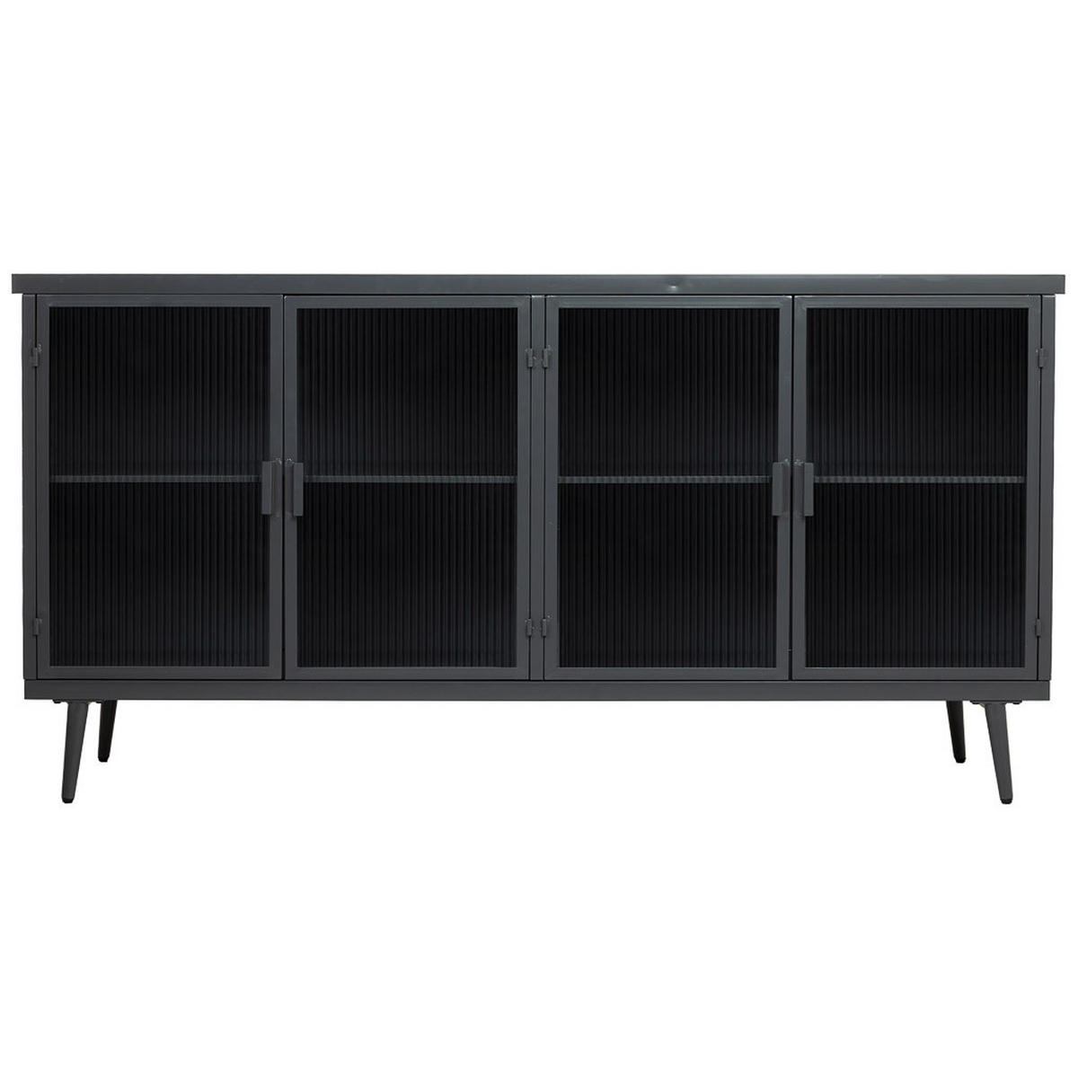 HOLZ-METALLSCHRANK mit Glas 160x36x80 cm - Schwarz, Holz (160/80/36cm) - Wanderlust