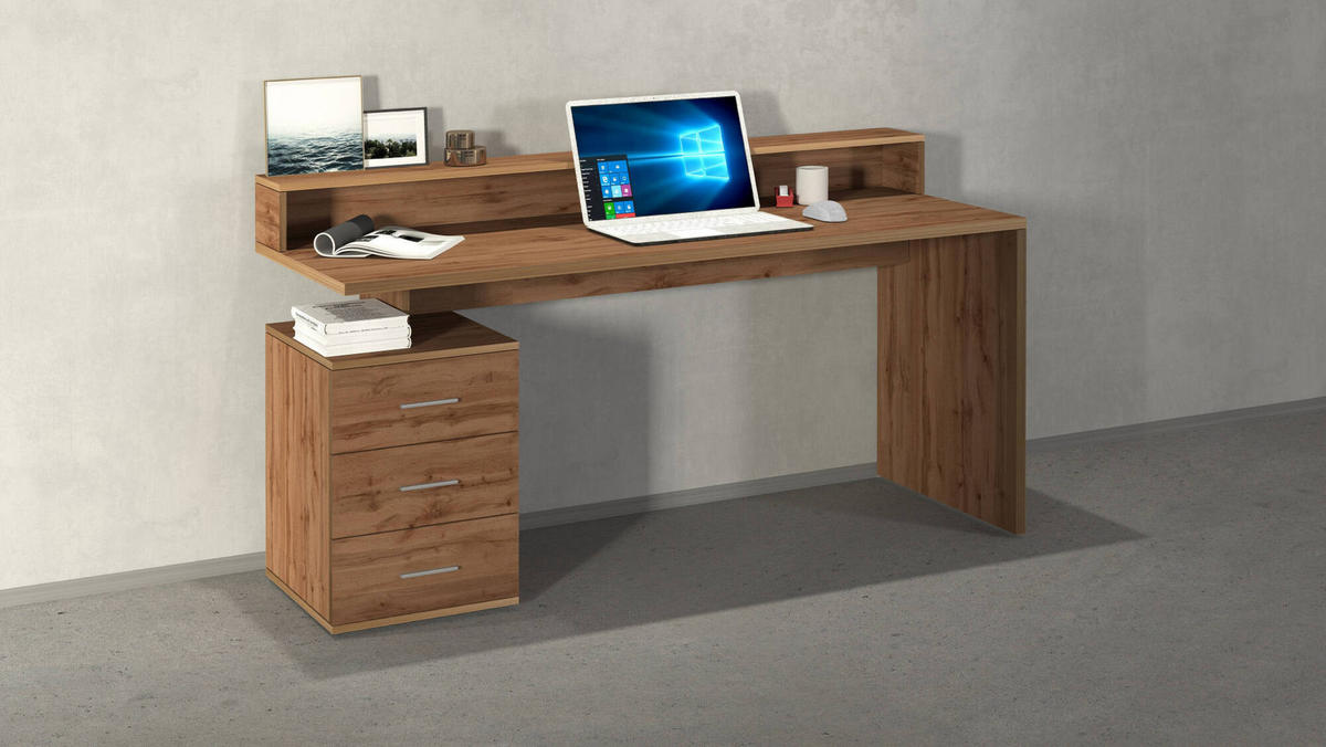 SCHREIBTISCH Eiche 90/160/60 cm - Braun, Holzwerkstoff (90/160/60cm) - DMORA